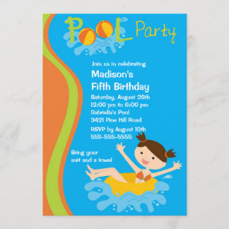 NIEDLICHE das Pool-Party-Geburtstags-Einladung des Einladung