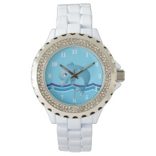 Niedliche Delfinfreunde beobachten Armbanduhr