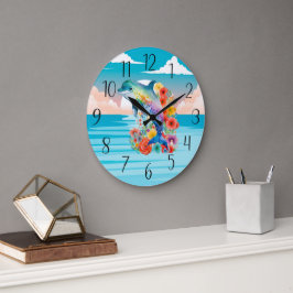 niedliche Delfinfreunde Große Wanduhr