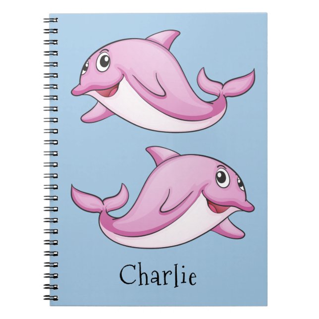 Niedliche Delphine individuelle Name Notebook Notizblock (Vorderseite)