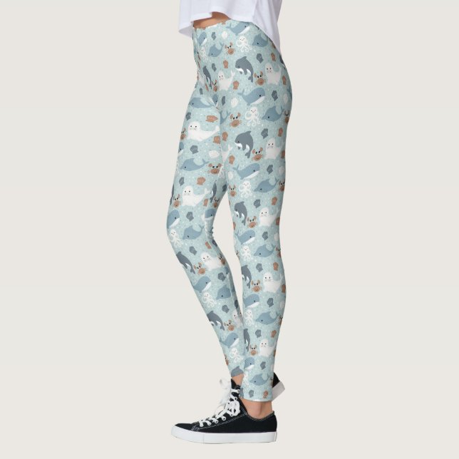 Niedliche Delphine, Siegel und Kraken Leggings (Links)