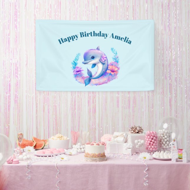 Niedliche Delphinkreatur Geburtstag Banner (Party)