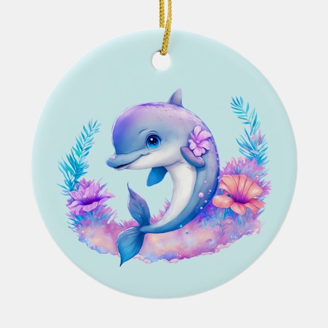 Niedliche Delphinmeerkreatur Keramik Ornament (Vorne)