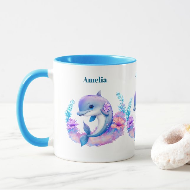 Niedliche Delphinmeerkreatur Tasse (Mit Donut)