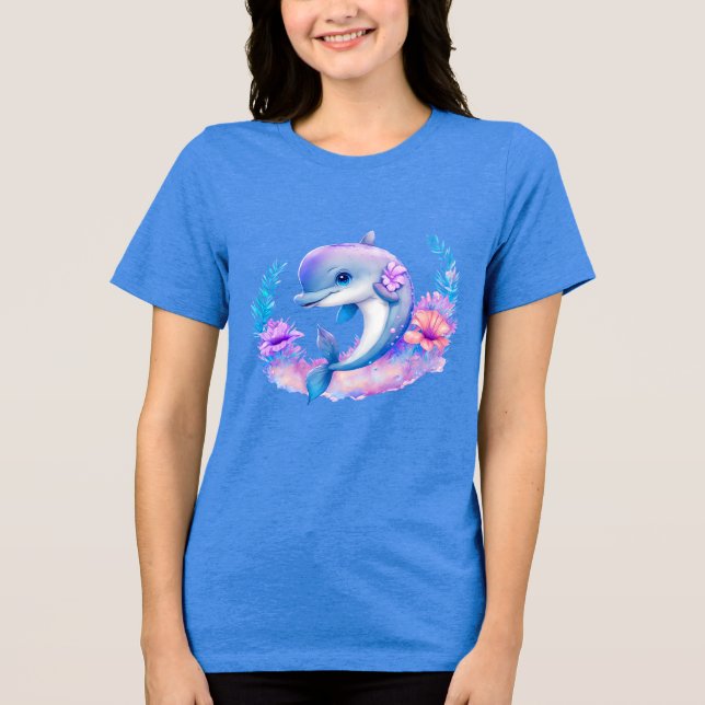 Niedliche Delphinmeerkreatur Tri-Blend Shirt (Vorderseite)
