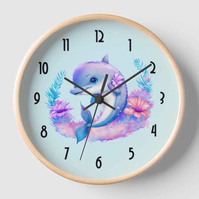 Niedliche Delphinmeerkreatur Uhr (Vorderseite)
