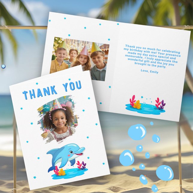 Niedliche Delphintiere Geburtstag Kind 2 Foto Karte (Von Creator hochgeladen)