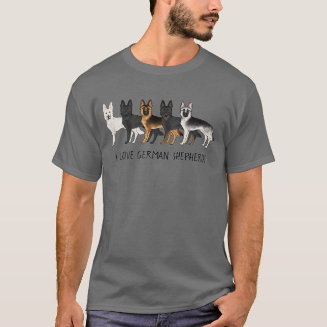 Niedliche deutsche Schäferhunde I Liebe Deutsche S T-Shirt (Vorderseite)