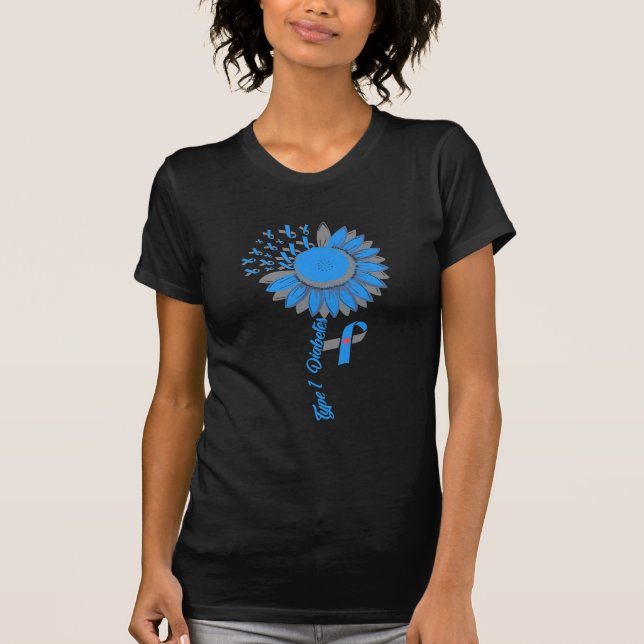 Niedliche diabetische Sonnenblume Typ 1 Diabetes B T-Shirt (Vorderseite)