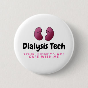 Niedliche Dialysetech-Rosa-Nieren-Nierenknopf Button