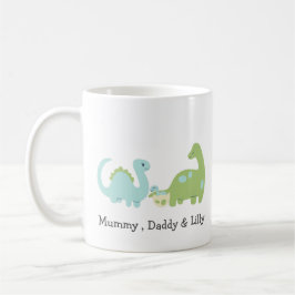 Niedliche Dino-Familie , Personalisierte Matching- Kaffeetasse