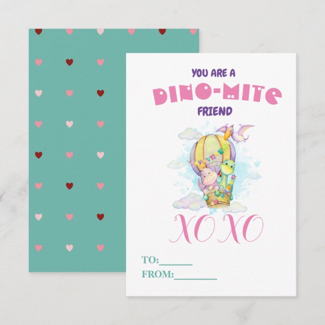 Niedliche Dino-mite Dinosaurier Friend Valentine's (Vorne/Hinten)