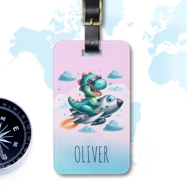 Niedliche Dino Trex Pilot Gepäckanhänger (Von Creator hochgeladen)