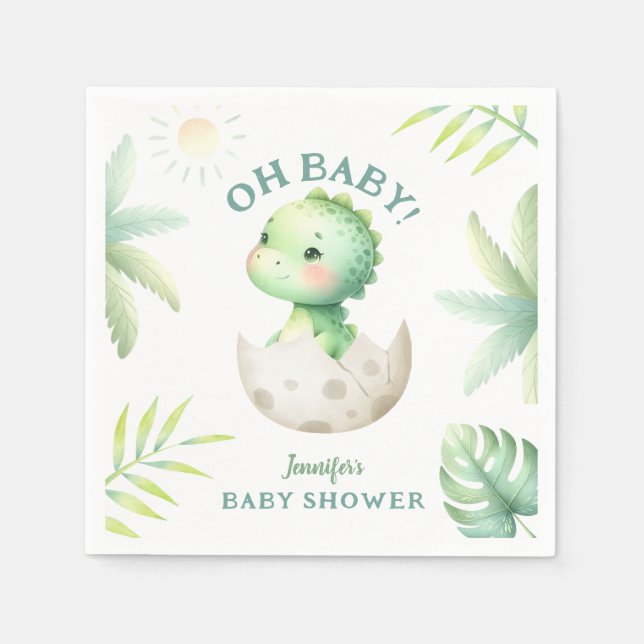 Niedliche Dino Tropical Dinosaur Babydusche Serviette (Vorderseite)
