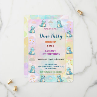 Niedliche DIno Wildblume Dinosaurier 1. Geburtstag Save The Date