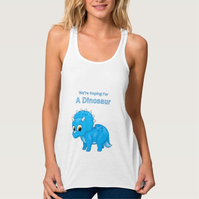 Niedliche Dinosaur Baby Boy Schwangerschaft Ankünd Tank Top (Vorderseite)