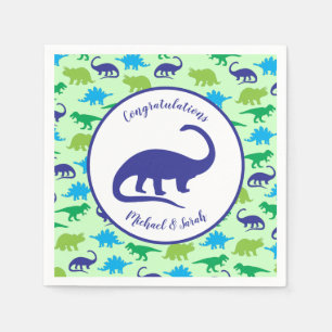 Niedliche Dinosaur Baby Dusche Dino Blue und Green Serviette