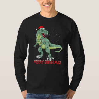 Niedliche Dinosaur Weihnachtsbaumleuchten T-Shirt