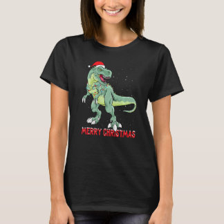 Niedliche Dinosaur Weihnachtsbaumleuchten T-Shirt