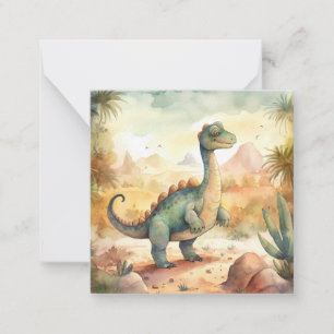 Niedliche Dinosaurier-Aquarellfarben-Illustrations Mitteilungskarte