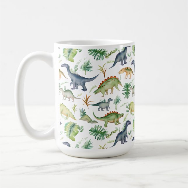 Niedliche Dinosaurier Aquarellfarben Kaffeetasse (Links)