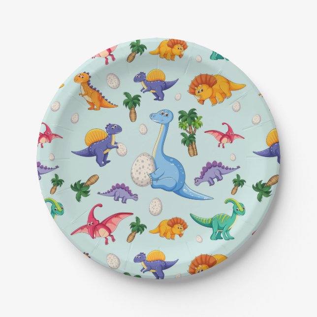 Niedliche Dinosaurier Babies | Baby Pappteller (Vorderseite)