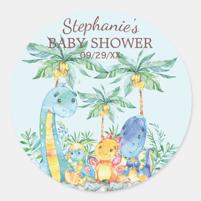 Niedliche Dinosaurier Baby Duwer Gevor Sticker (Vorderseite)