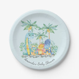 Niedliche Dinosaurier Babydusche 7 Zoll Pappteller
