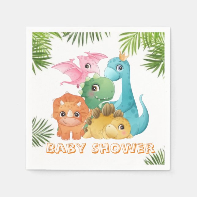 Niedliche Dinosaurier Babydusche Serviette (Vorderseite)
