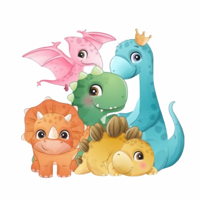 Niedliche Dinosaurier Babydusche Topper Freistehende Fotoskulptur (Vorne)
