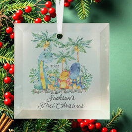 Niedliche Dinosaurier Baby's First Christmas Ornament Aus Glas