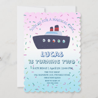 Niedliche Dinosaurier Bootsfahrt Geburtstagsparty  Einladung