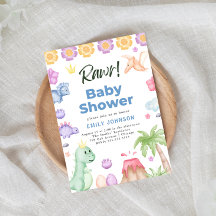 Niedliche Dinosaurier Boy Baby Dusche Einladung