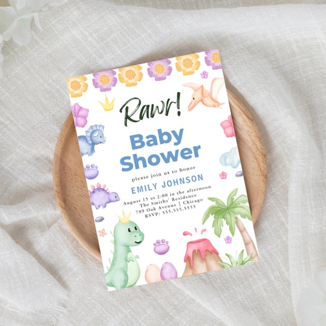 Niedliche Dinosaurier Boy Baby Dusche Einladung (Von Creator hochgeladen)