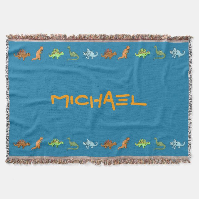 Niedliche Dinosaurier Boys Throw Blanket Decke (Vorderseite)