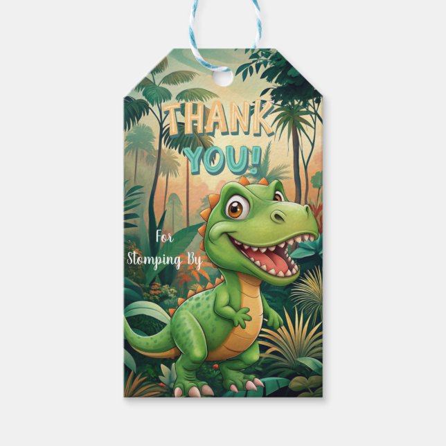 Niedliche Dinosaurier brüllen Boy Birthday Party Geschenkanhänger (Vorderseite)