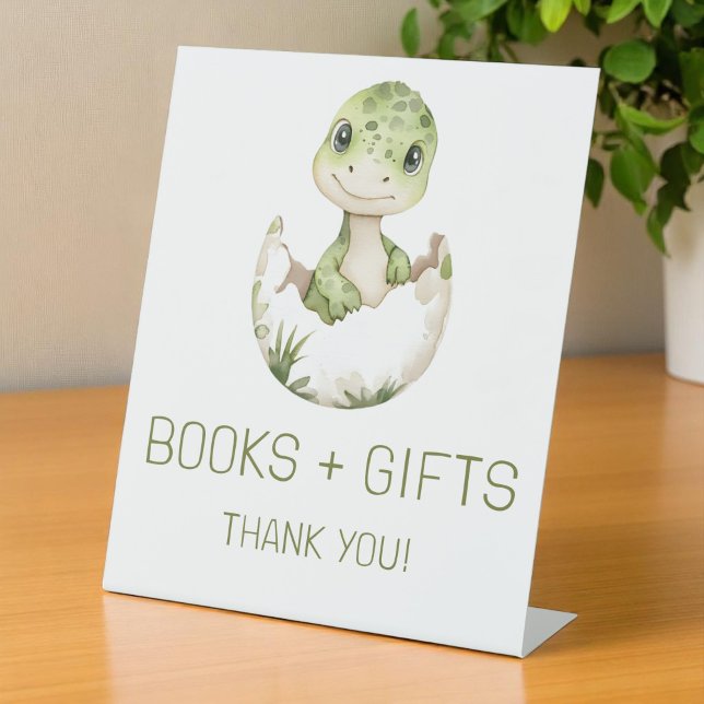 Niedliche Dinosaurier Bücher und Geschenke Kinderd Sockelschild (Von Creator hochgeladen)