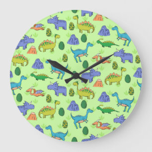 Niedliche Dinosaurier, Cartoon Style. Große Wanduhr