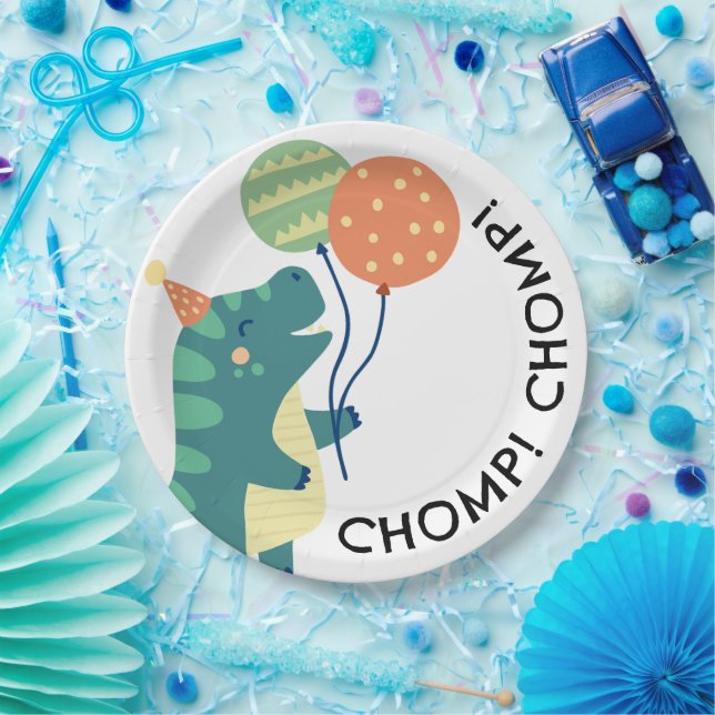 Niedliche Dinosaurier Chomp Geburtstagsparty Pappteller (Party)