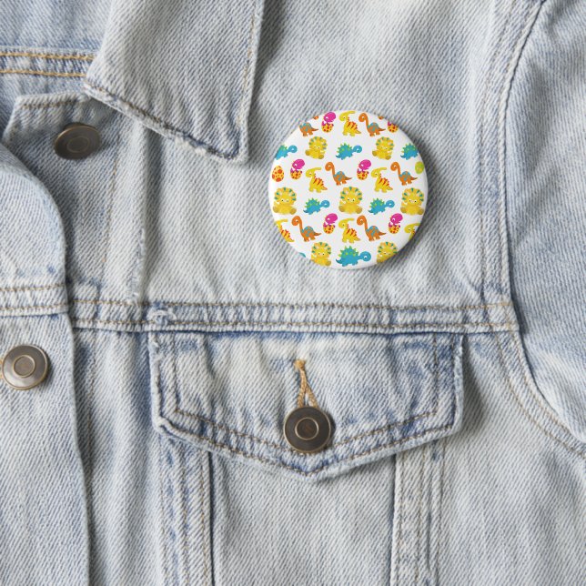 Niedliche Dinosaurier, Dinosaurier-Muster, Baby-Di Button (Beispiel)