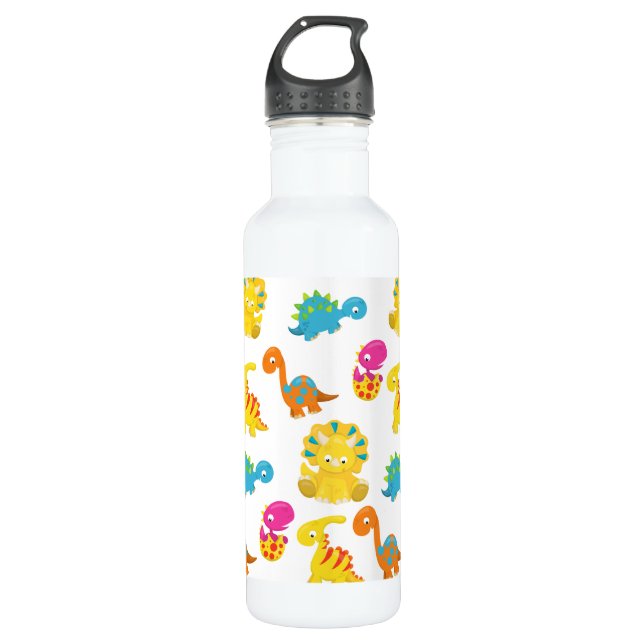 Niedliche Dinosaurier, Dinosaurier-Muster, Baby-Di Edelstahlflasche (Vorderseite)