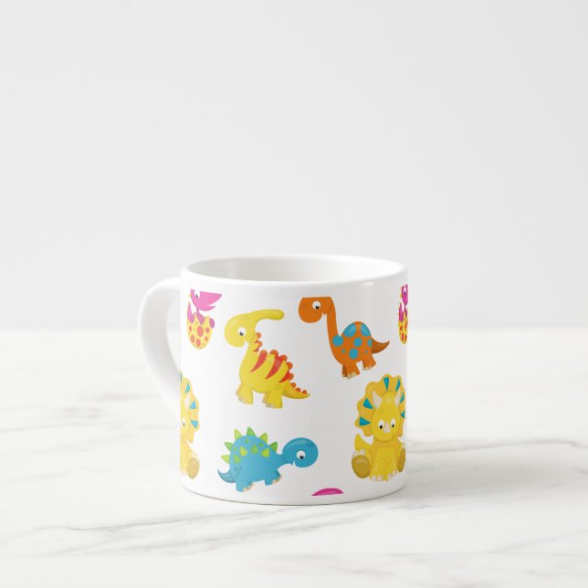 Niedliche Dinosaurier, Dinosaurier-Muster, Baby-Di Espressotasse (Vorderseite Links)