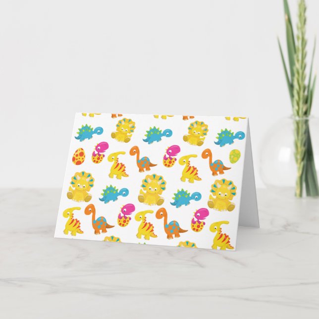 Niedliche Dinosaurier, Dinosaurier-Muster, Baby-Di Karte (Vorderseite)