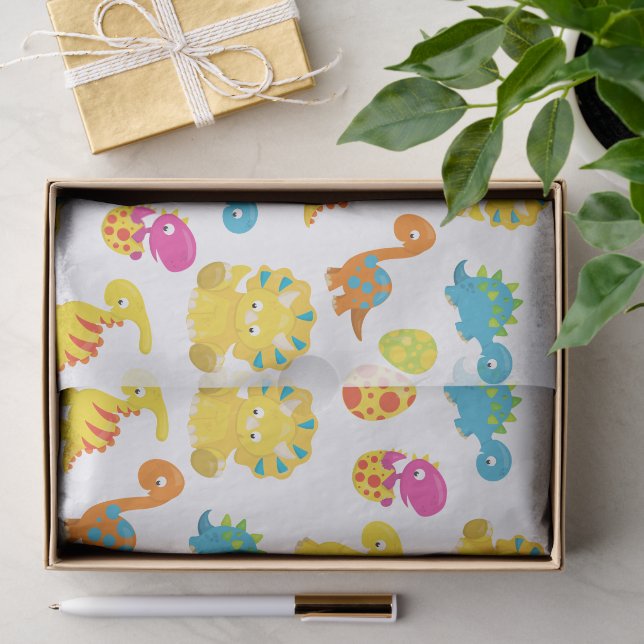 Niedliche Dinosaurier, Dinosaurier-Muster, Baby-Di Seidenpapier (Geschenk)