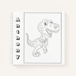 Niedliche Dinosaurier Farbe Ihre eigene Namenskizz Notizbuch
