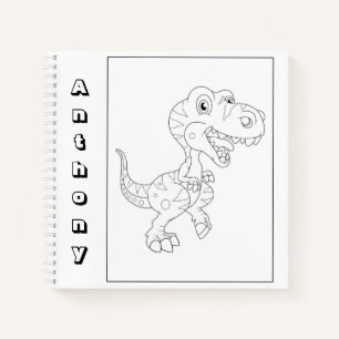 Niedliche Dinosaurier Farbe Ihre eigene Namenskizz Notizbuch