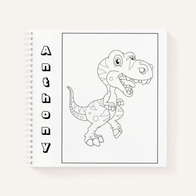 Niedliche Dinosaurier Farbe Ihre eigene Namenskizz Notizbuch (Vorderseite)