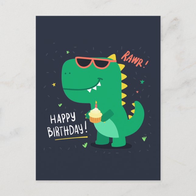 Niedliche Dinosaurier Geburtstagskarte Postkarte (Vorderseite)