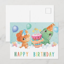 niedliche Dinosaurier-Geburtstagskarte Postkarte