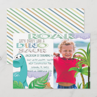 Niedliche Dinosaurier Geburtstagsparty Einladung